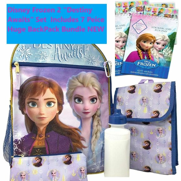 Disney Frozen 7Ps Elsa & Anna Destiny Awaits 16" Backpack Bundle NEW/NWT - Picture 3 of 4